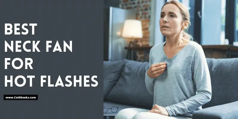 Woman going through hot flash—Best Neck Fan for Hot Flashes