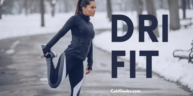 Woman in warm clothing stretching in the cold—Is Dri Fit Good for Cold Weather