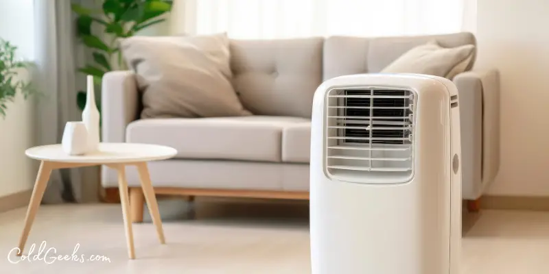 Portable Evaporative Cooler in a Modern Living Room