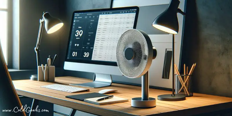 Desk fan on a modern desk - Ultra Quiet Desk Fans