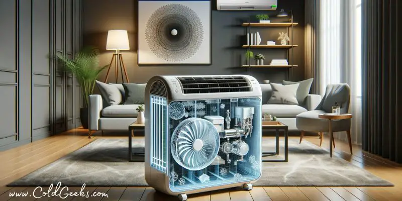 See-through portable air conditioner in a living room - How Does a Portable Air Conditioner Work