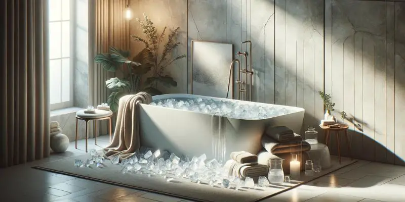 Serene ice bath setup in minimalist bathroom with natural light -- Ways to Make Lots of Ice for Ice Baths