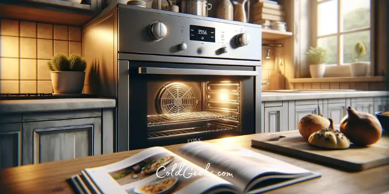 Stainless steel oven with open door in a modern kitchen - How to turn off an oven fan