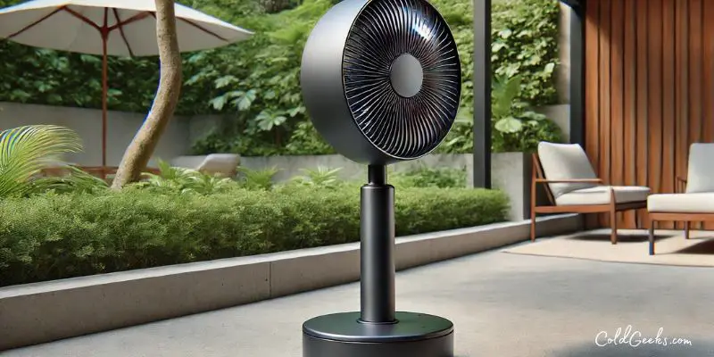 Pedestal fan on back patio -- Is the Shark Flex Breeze Fan Worth It (1)